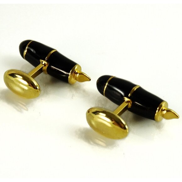 Black Fountain Pen Figural Cufflinks Novelty Writer's Gift! - Picture 2 of 2